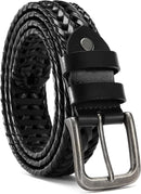 CHAOREN Mens Leather Belt 35mm for Jeans | Black / Distressed Gun — 1