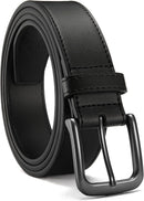 CHAOREN Mens Leather Belt 35mm for Jeans | Black / Gun — 1