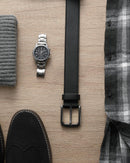 CHAOREN Mens Leather Belt 35mm for Jeans | Black / Gun — 2