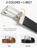 CHAOREN Reversible Belt Men | Black/Orange Brown | 1.25" Dress Belt — 4