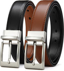 CHAOREN Reversible Belt Men | Bright Sliver-black/Brown | 1.25" Dress Belt — 1