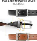 CHAOREN Reversible Belt Men | Bright Sliver-black/Brown | 1.25" Dress Belt — 2