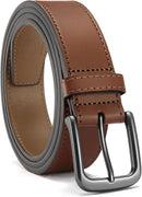 CHAOREN Mens Leather Belt 35mm for Jeans | Brown / Gun — 1