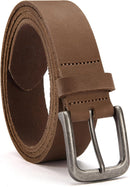 CHAOREN Mens Leather Belt 35mm for Jeans | Camel Brown / Distressed Gun — 1