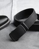 CHAOREN Men's Leather Ratchet Belt | Carbon Fiber Anodized / Full Grain Black | 35mm — 4