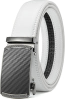 CHAOREN Men's Leather Ratchet Belt | Carbon Fiber / Golf White | 35mm — 1