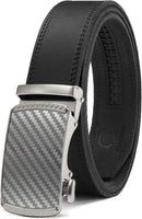 CHAOREN Men's Leather Ratchet Belt | Carbon Fiber Silver / Full Grain Black | 35mm — 1