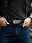 CHAOREN Men's Leather Ratchet Belt | Carbon Fiber Silver / Full Grain Black | 35mm — 3
