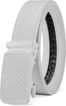 CHAOREN Men's Leather Ratchet Belt | Carbon Fiber / White | 35mm — 1