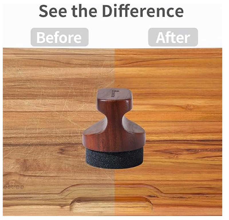 Food Grade Cutting Board Care Kit - Reusable Sponges & Sandpapers, Soild Wood Handle Applicator, 7oz Beeswax Wax