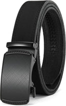 CHAOREN Men's Leather Ratchet Belt | Charcoal Depiction Anodized / Full Grain Black | 35mm — 1