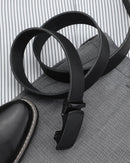 CHAOREN Men's Leather Ratchet Belt | Charcoal Depiction Anodized / Full Grain Black | 35mm — 4