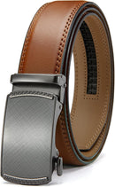 CHAOREN Men's Leather Ratchet Belt | Charcoal Depiction / Brown Tan | 35mm — 1