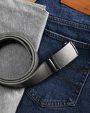CHAOREN Men's Leather Ratchet Belt | Charcoal Depiction / Grey | 35mm — 4