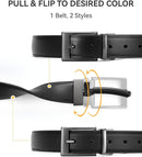 CHAOREN Reversible Belt Men | Classic Black/Twill Black | 1.25" Dress Belt — 2