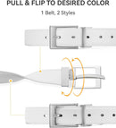 CHAOREN Reversible Belt Men | Classic White/Twill White | 1.25" Dress Belt — 2