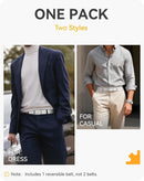 CHAOREN Reversible Belt Men | Classic White/Twill White | 1.25" Dress Belt — 4