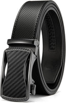 CHAOREN Men's Leather Ratchet Belt | Curved Carbon Fiber / Black | 35mm — 1
