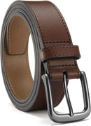 CHAOREN Mens Leather Belt 35mm for Jeans | Dark Brown / Gun — 1