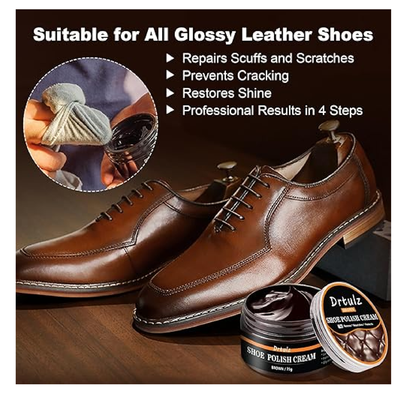 15Pcs Shoe Polish Kit, Leather Shoe Care Cleaning Kit Black Brown Neutral Shoe Oil Gentle Care Boot Shoe Shine Kit for Men & Women