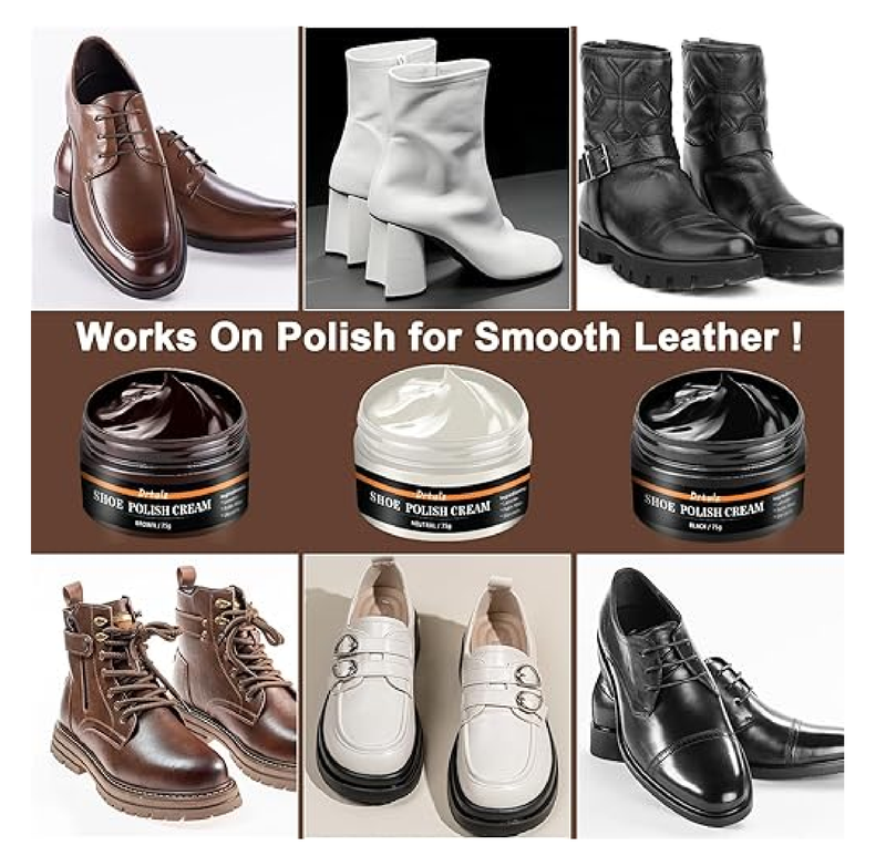 15Pcs Shoe Polish Kit, Leather Shoe Care Cleaning Kit Black Brown Neutral Shoe Oil Gentle Care Boot Shoe Shine Kit for Men & Women