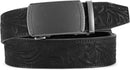 CHAOREN Men's Leather Ratchet Belt | Electroplated Silver / Full Grain Flower Black | 35mm — 4