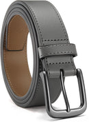 CHAOREN Mens Leather Belt 35mm for Jeans | Grey / Gun — 1