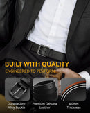 CHAOREN Mens Leather Belt 35mm for Jeans | Grey / Gun — 5