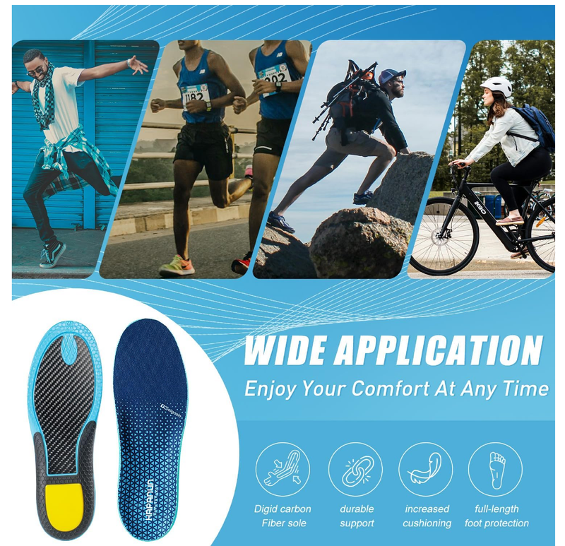 Carbon Fiber Shock-Absorbing Insole with Arch Support is Suitable for Basketball,
