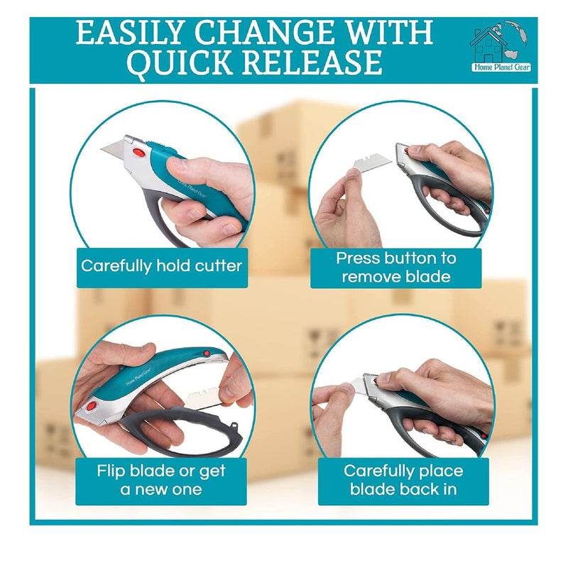 Retractable Box Cutter | utility knife | Heavy Duty Box Cutter Knives Two Pack | Cardboard Cutter | Box Opener
