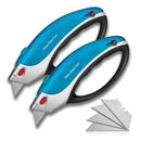 Retractable Box Cutter | utility knife | Heavy Duty Box Cutter Knives Two Pack | Cardboard Cutter | Box Opener