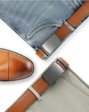CHAOREN Men's Leather Ratchet Belt | Imperial Brushed / Tan | 35mm — 2