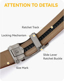 CHAOREN Men's Leather Ratchet Belt | Imperial Brushed / Tan | 35mm — 3