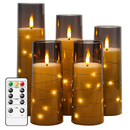 kakoya Flameless LED Candles with Timer 5 Pc Flickering Flameless Candles for Romantic Ambiance and Home Decoration Durable Acrylic Shell