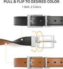 CHAOREN Reversible Belt Men | Light Brown/Black | 1.25" Dress Belt — 2