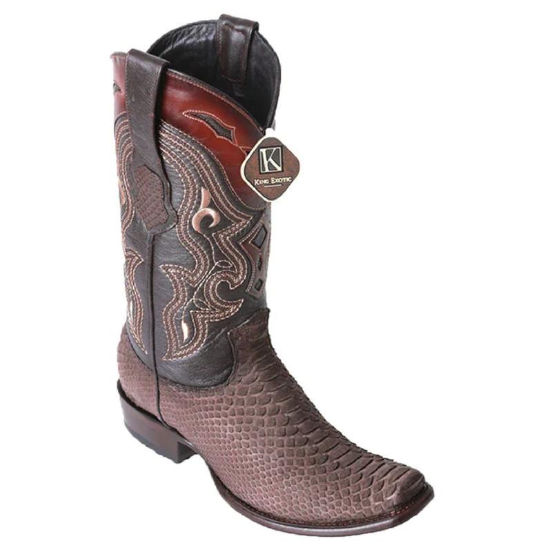 King Exotic Men's 479N5707 /Style Dubai Boot/ Python Boots/ Color Brown Suede Finish