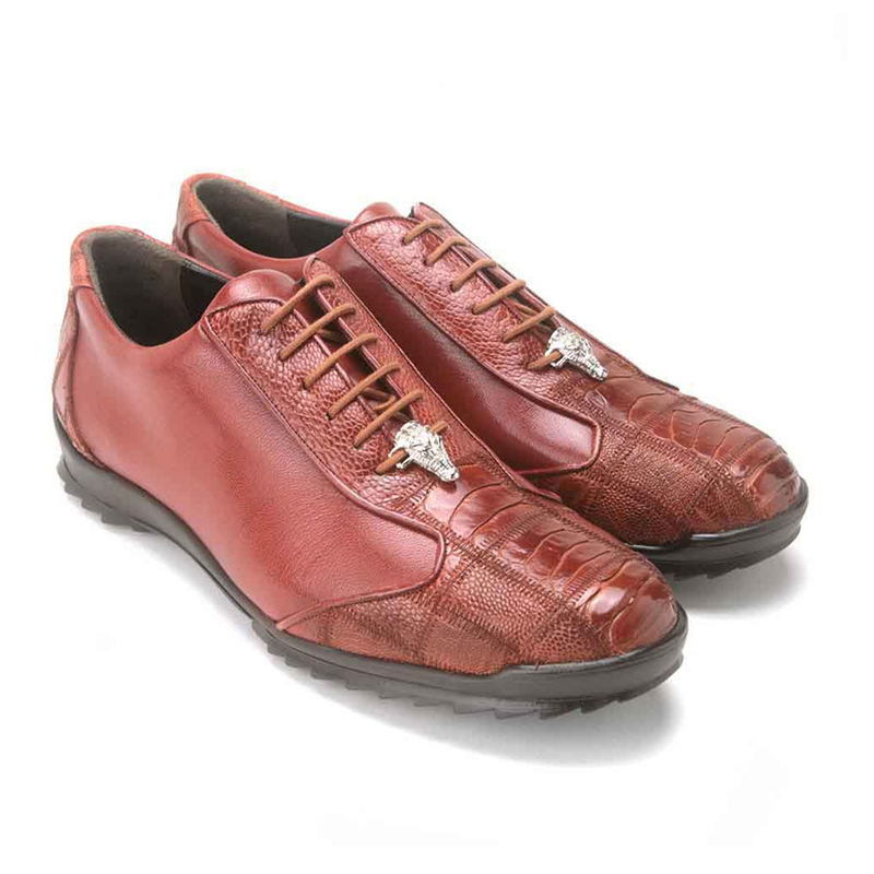Los Altos Boots Mens # ZC091903 Casual Shoe | Style #09 | Zig Zag Ostrich Leg Boots | Color Cognac