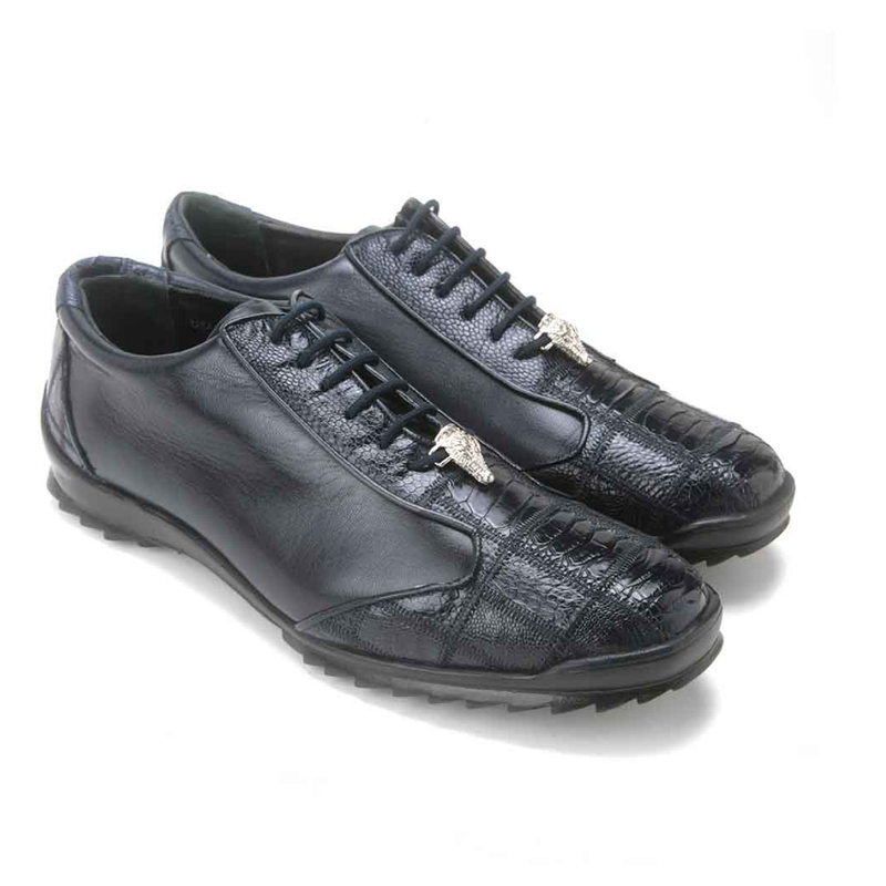 Los Altos Boots Mens # ZC091910 Casual Shoe | Style #09 | Zig Zag Ostrich Leg Boots | Color Navy Blue