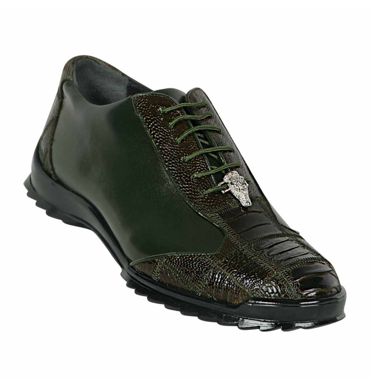 Los Altos Boots Mens # ZC091948 Casual Shoe | Style #09 | Zig Zag Ostrich Leg Boots | Color Oliver Green