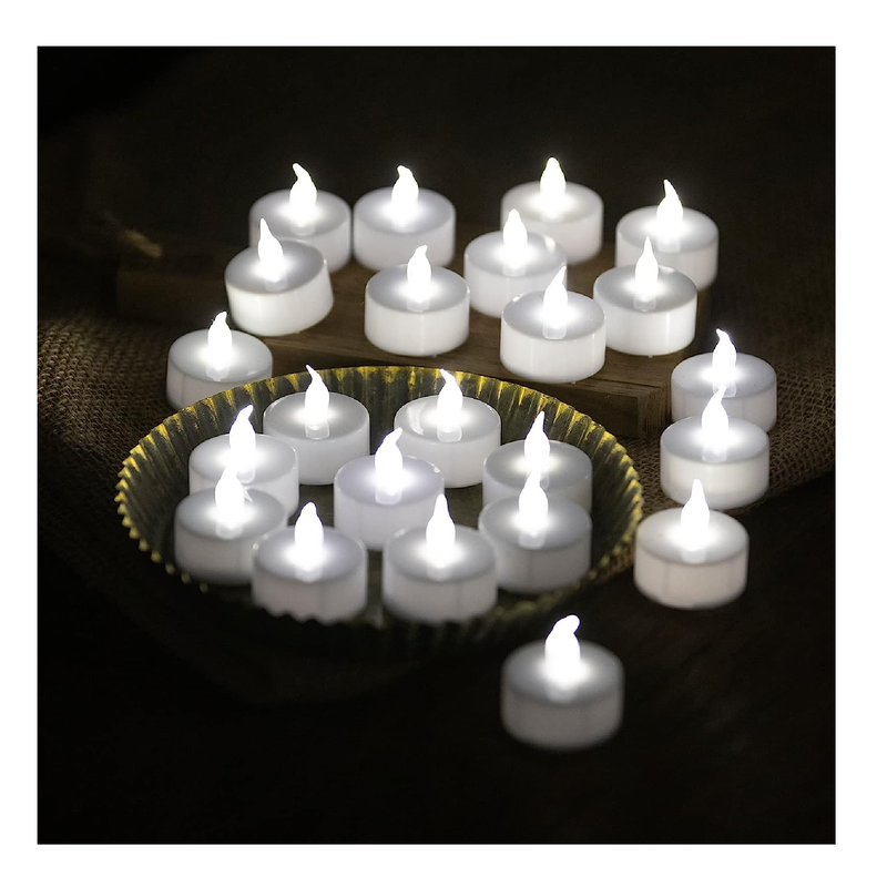 meSiYacu LED Tea Lights:24 Pack Battery Operated Tea Lights,Last Longer Realistic Tea Lights, Flickering Electric Tealights Candles, Flameless Tea Candles, Decoration for Christmas&Wedding (White)