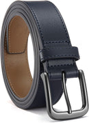 CHAOREN Mens Leather Belt 35mm for Jeans | Navy / Gun — 1