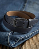 CHAOREN Mens Leather Belt 35mm for Jeans | Navy / Gun — 2