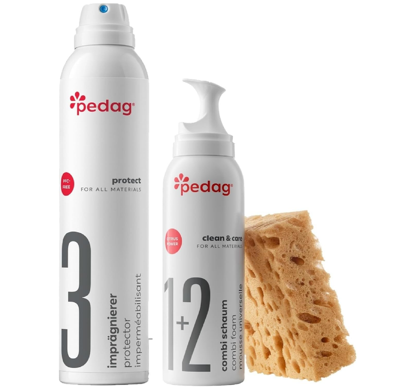 pedag Leather/Suede/Nubuck/Textile Cleaner and Conditioner with Waterproofing Kit, 250 ml/150 ml, 3 Count