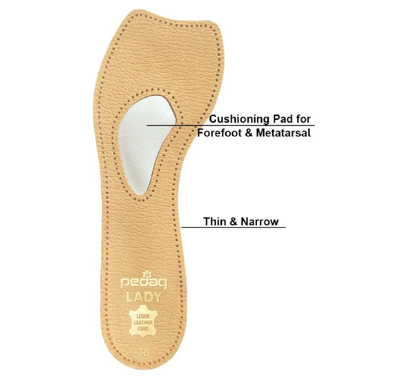 Pedag 121 Lady 3/4 Ultra Thin Leather Self Adhesive Insole for All Heels,