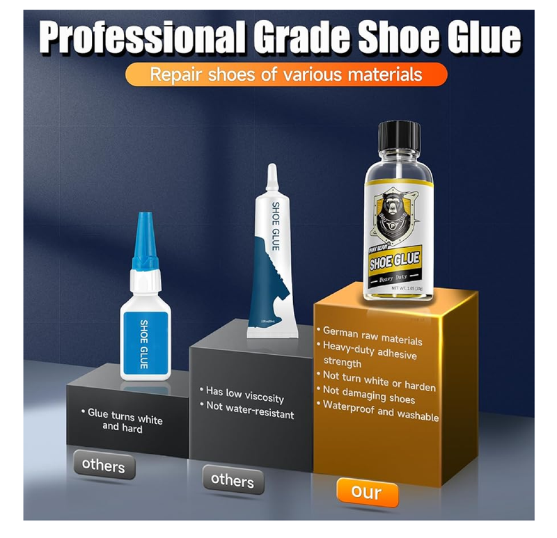 Professional Grade Shoe Glue Repair Adhesive, Heavy Duty Shoe Goo: Low Odor, No White, No Hard, 1.05 fl oz