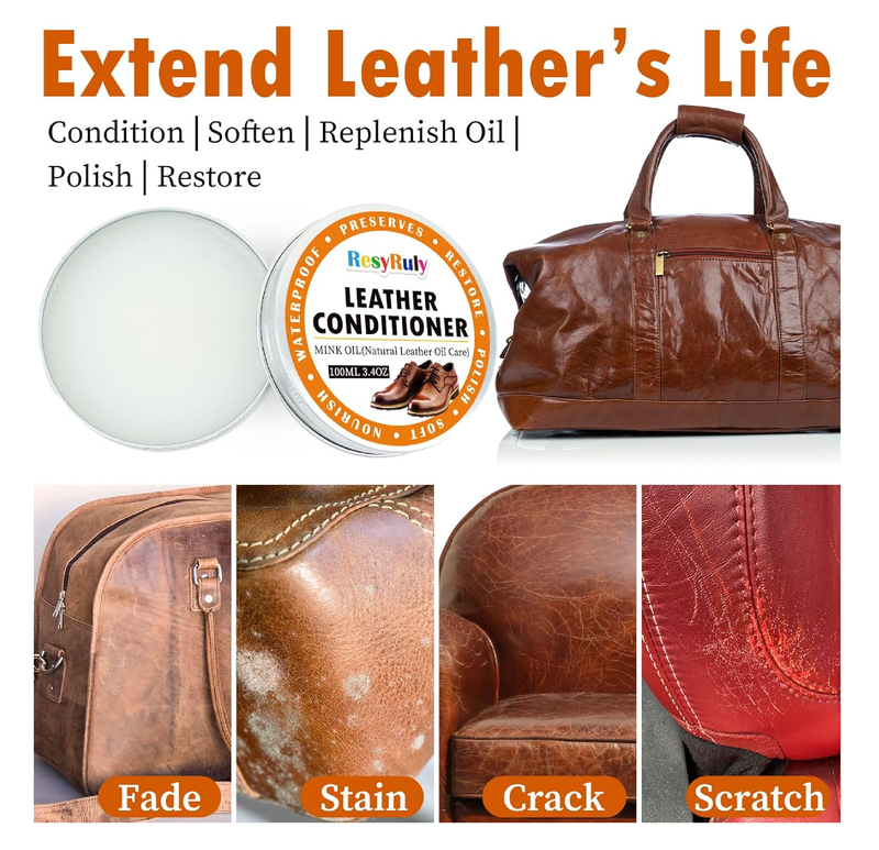 Mink Oil Paste Leather Conditioner Boots Wax Waterproof Smooth Couch Purse Shoes Bag Jacket Soft Polish