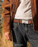 CHAOREN Men's Leather Ratchet Belt | Twill Brushed / Brown Tan | 35mm — 4