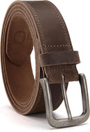 CHAOREN Mens Leather Belt 35mm for Jeans | Umber Brown / Distressed Gun — 1