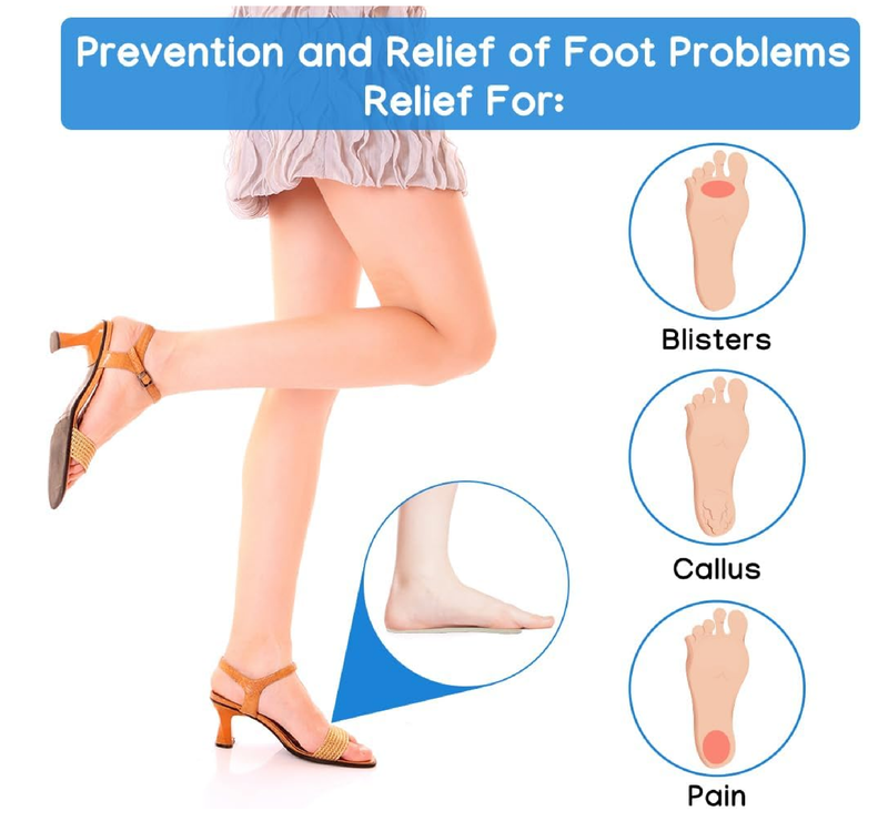Pigskin High Heel Cushion Inserts for Women, 3/4 Self-Adhesive Arch Support Sandal Inserts,