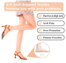 3/4 High Heel Cushion Insoles, Self-Adhesive Arch Support Inserts for Flat Feet and Arch Pain Relief,